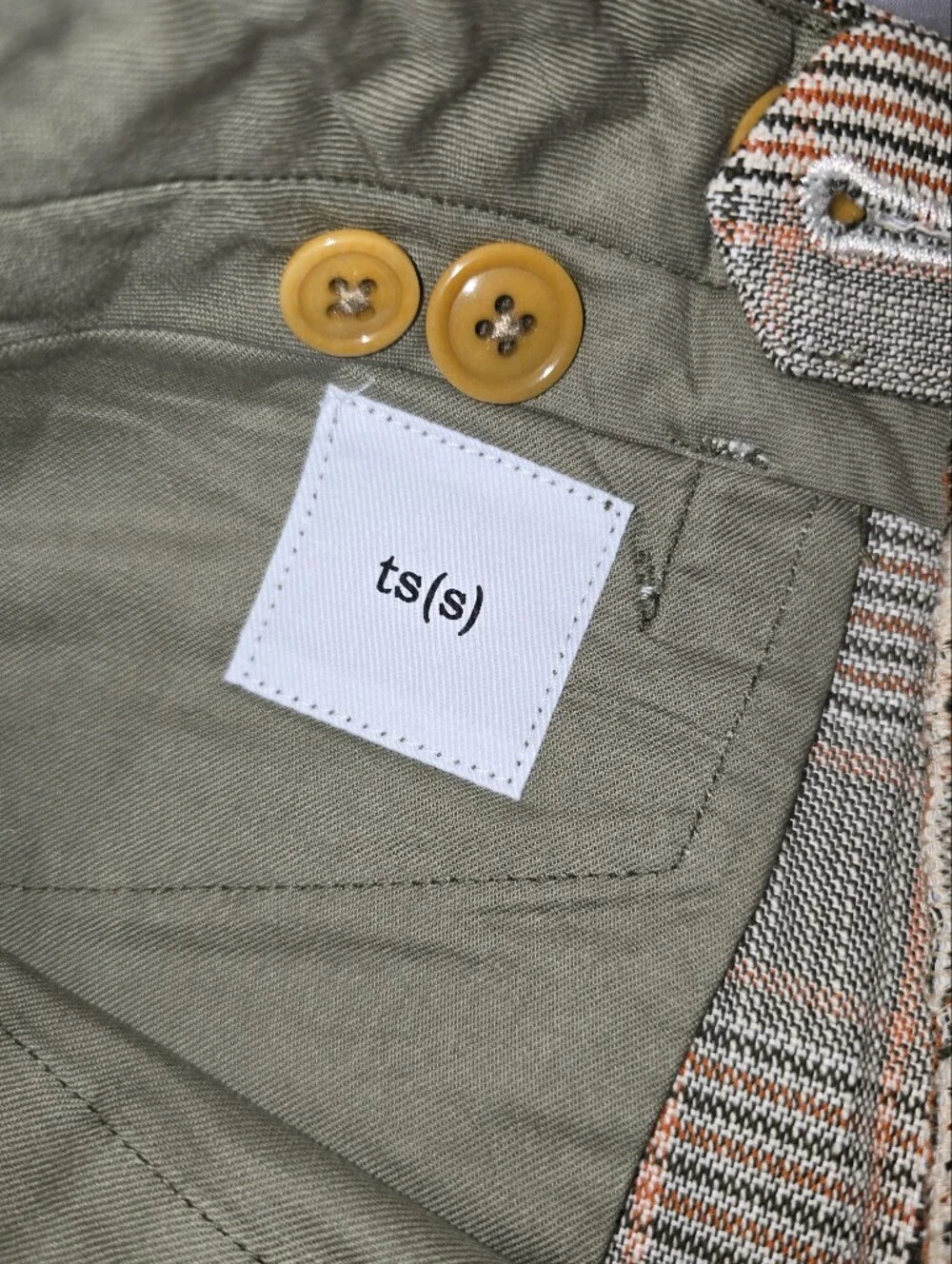 NWT ts(s) Takuji Suzuki Japanese Menswear Plaid Shorts Cotton Linen Blend 2 S/M